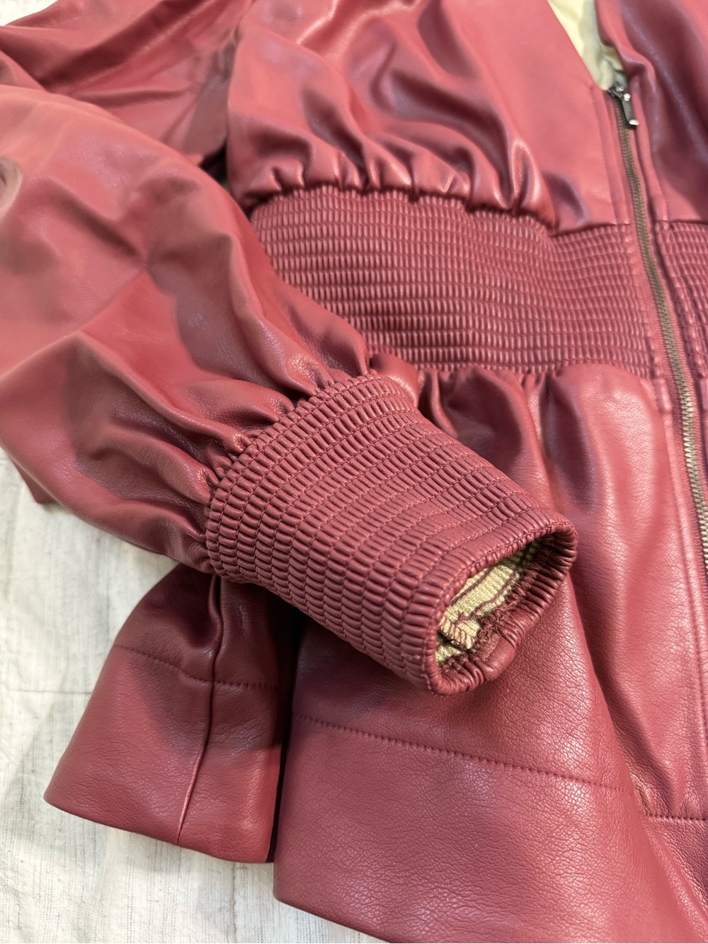 Anthropologie Maeve The Tommie Vegan Leather Zip Front Shirt Plum Wine Sz Small - Picture 6 of 12